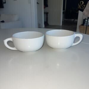 Vintage DCC USA Restaurant Ware Heavy White Cappuccino Mug Soup Cup Set of 2